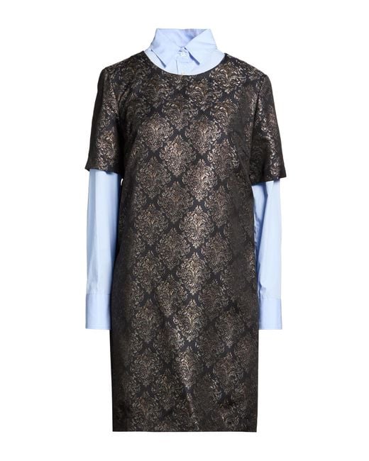 Caliban Black Mini Dress Polyester, Wool, Cotton