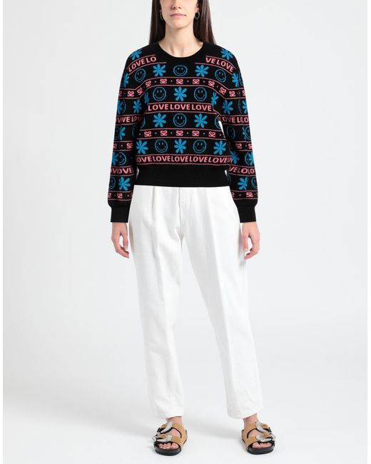 Sandro Blue Jacquard Wool And Cashmere-blend Sweater