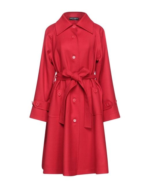 Dolce & Gabbana Red Overcoat & Trench Coat Wool
