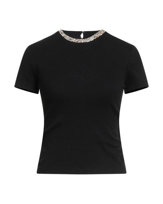 Sandro Black T-Shirt Cotton, Elastane