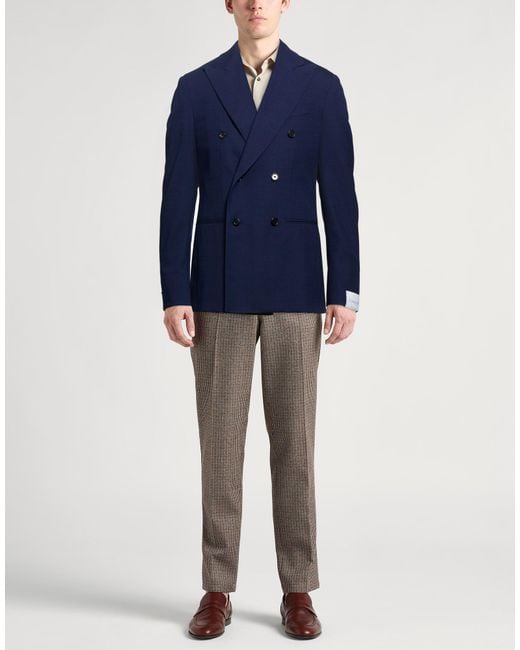 Caruso Blue Blazer Wool, Elastane, Polyamide for men