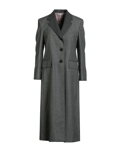 Thom Browne Gray Overcoat & Trench Coat Wool