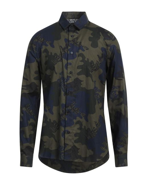 Versace Blue Military Shirt Cotton for men