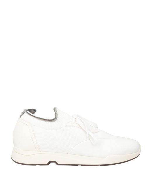 Andrea Ventura Firenze White Sneakers Textile Fibers, Leather for men