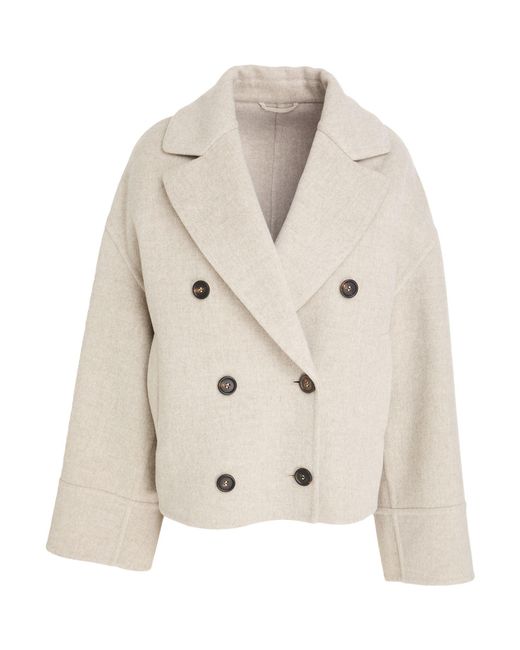 Brunello Cucinelli Natural Coat Virgin Wool, Cashmere, Ecobrass