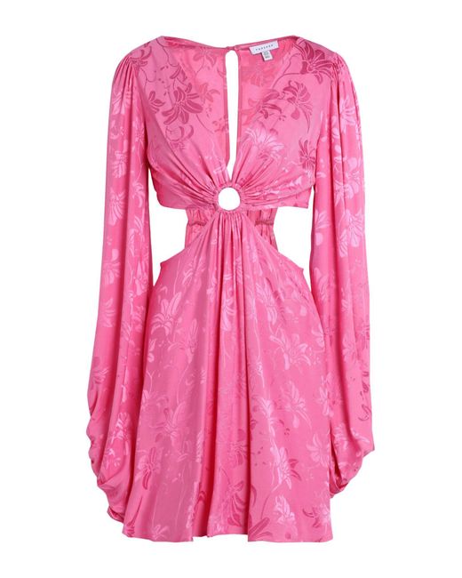 TOPSHOP Pink Jacquard Cut Out Mini Dress