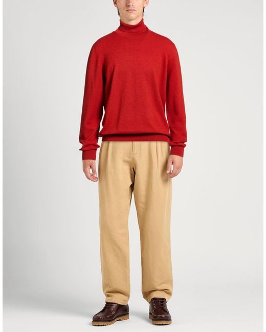 Gran Sasso Red Turtleneck Wool, Cashmere, Viscose for men