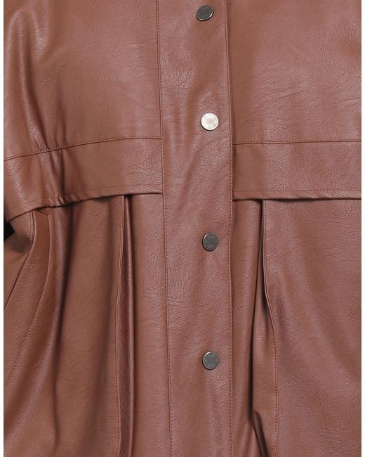 Soallure Brown Tan Jacket Polyester, Polyurethane