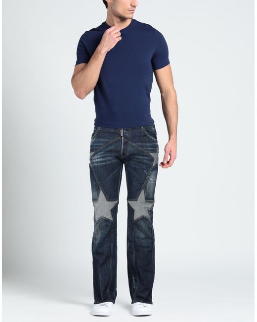 DSquared² Blue Jeans Cotton, Elastane, Calfskin for men