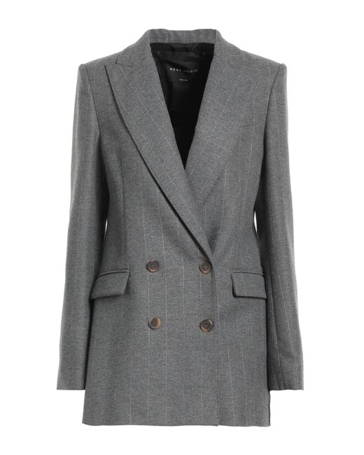 HEBE STUDIO Gray Blazer Wool, Polyester, Viscose, Polyamide, Elastane