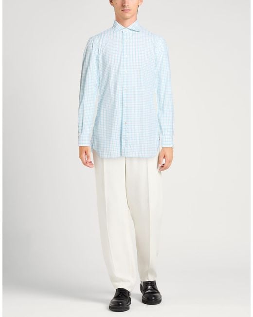 Isaia Blue Shirt Cotton for men