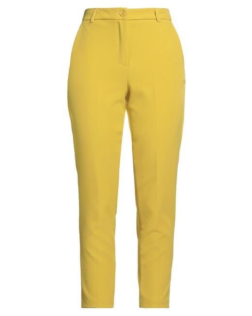 White Wise Yellow Pants Polyester, Elastane
