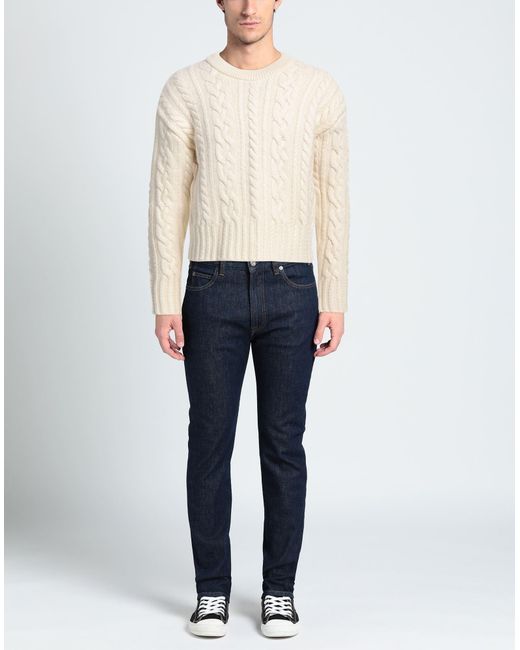 AMI White Cable-knit Crew-neck Jumper for men