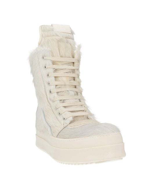 Rick Owens Natural Ivory Ankle Boots Leather for men