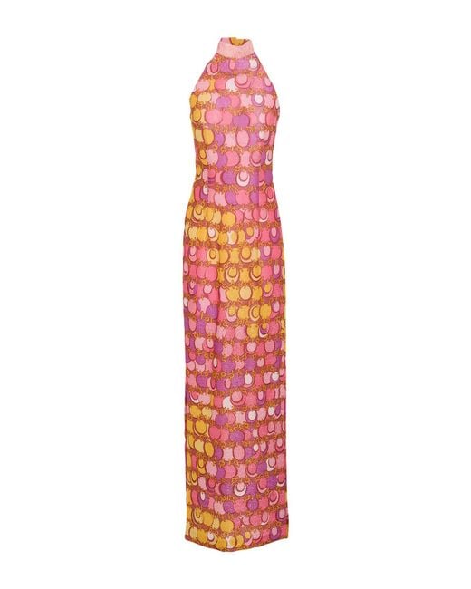 Moschino White Maxi Dress Polyester, Polyamide, Elastane, Silk