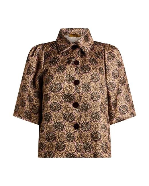 Siyu Brown Jacket Wool, Lurex, Silk, Nylon, Cotton