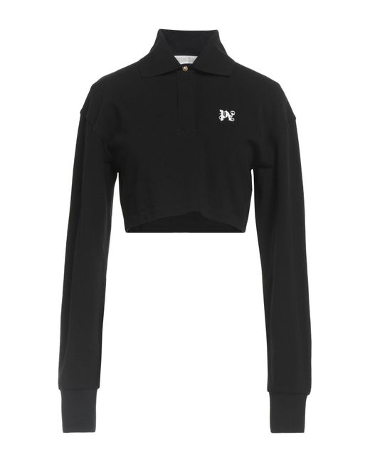 Palm Angels Black Polo Shirt Cotton, Polyester