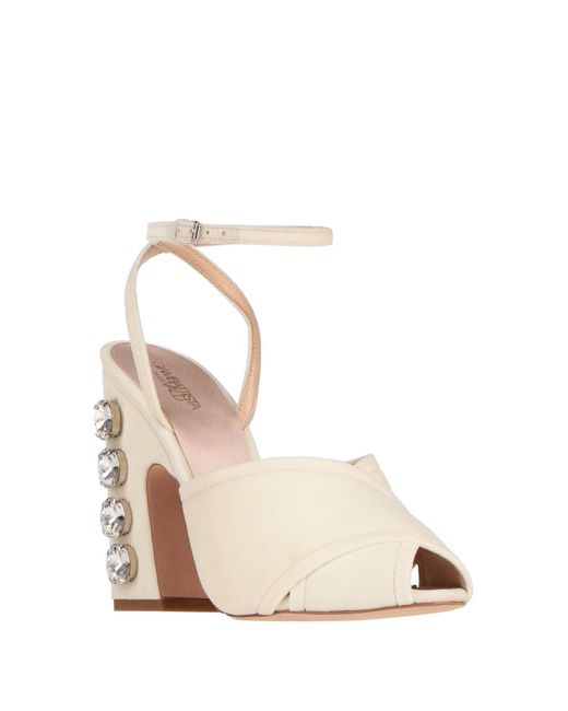 Giambattista Valli Natural Cream Sandals Textile Fibers
