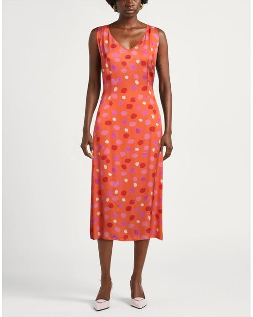 Manila Grace Red Midi Dress Viscose