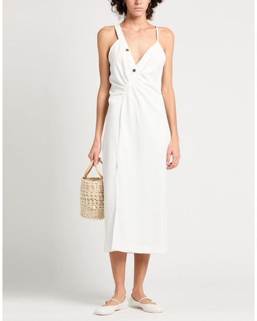 Sandro White Midi Dress Polyester