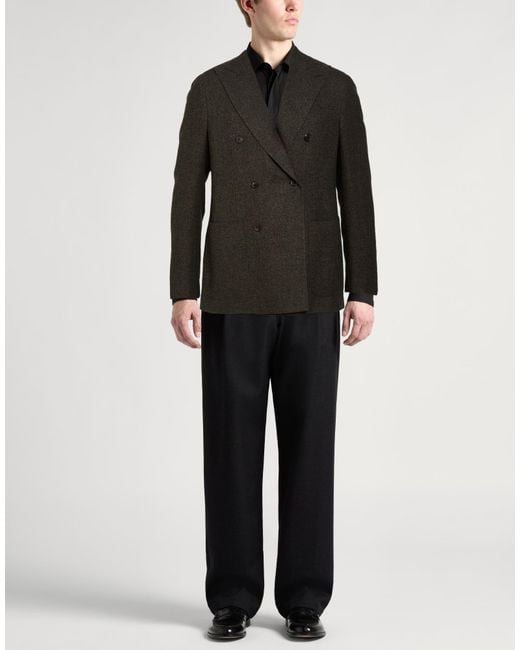 Caruso Black Dark Blazer Wool, Linen, Cashmere for men