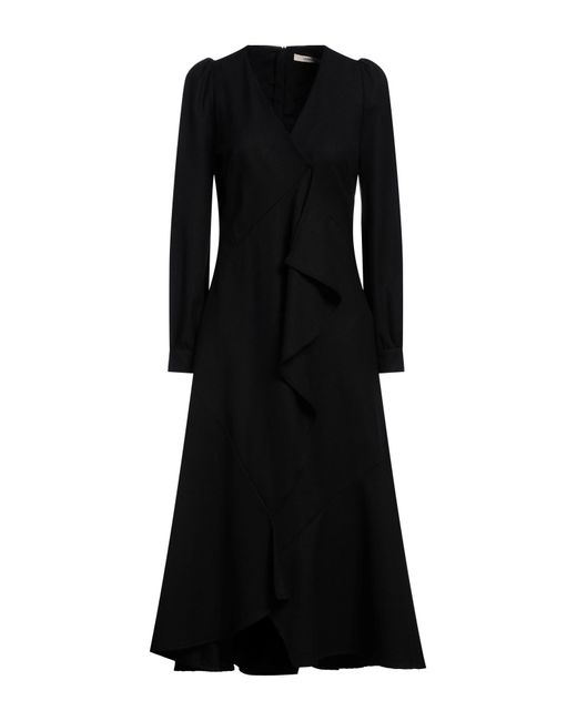 ODEEH Black Midi Dress
