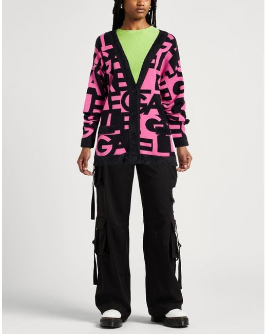 Gaelle Paris Pink Fuchsia Cardigan Viscose, Polyester, Polyamide