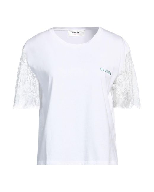 Blugirl Blumarine White Embellished Cotton T-Shirt