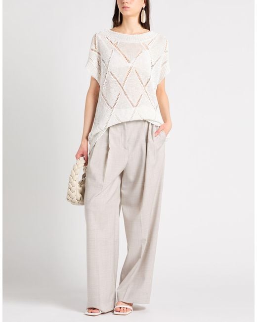 Dondup White Sweater Linen, Polyamide