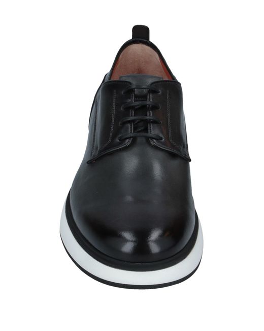 Santoni Black Lace-Up Shoes Soft Leather for men