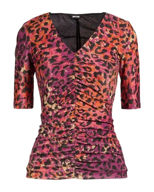 Just Cavalli Red Top Polyester, Metallic Polyester, Polyamide, Elastane