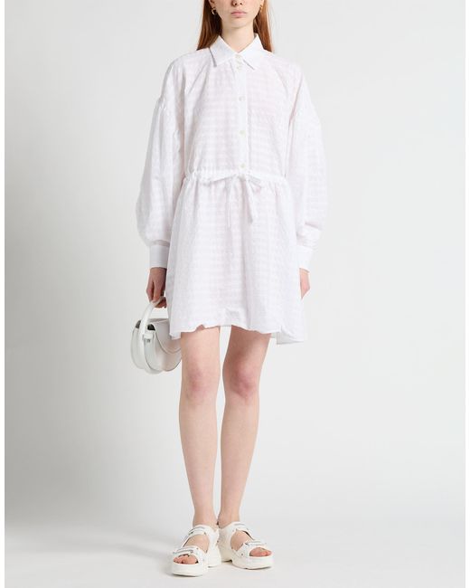 MSGM White Mini Dress Cotton, Elastane