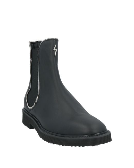 Giuseppe Zanotti Black Ankle Boots Leather, Textile Fibers for men