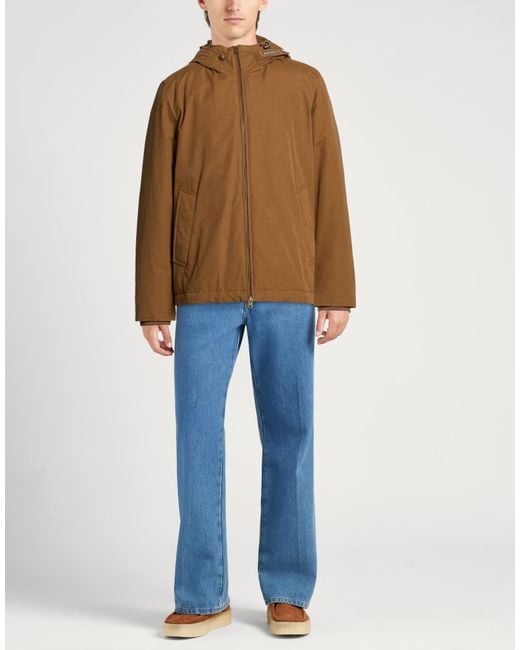 Woolrich Brown Camel Puffer Cotton, Polyester, Polyamide for men