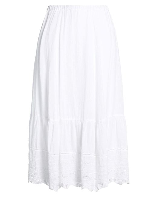 120% Lino White Midi Skirt Linen