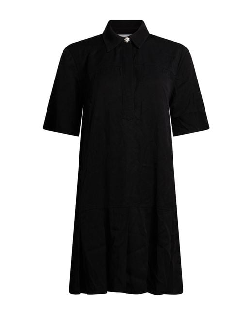 Ganni Black Mini Dress Viscose, Ecovero Viscose
