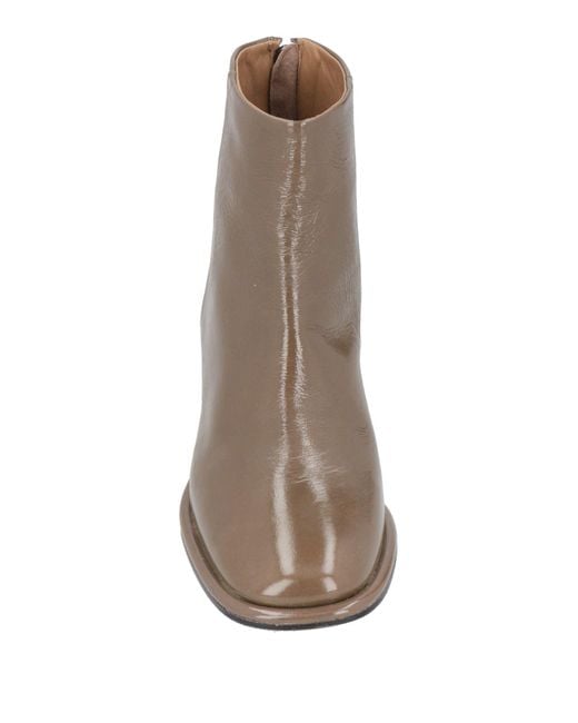 Emanuélle Vee Natural Khaki Ankle Boots Soft Leather