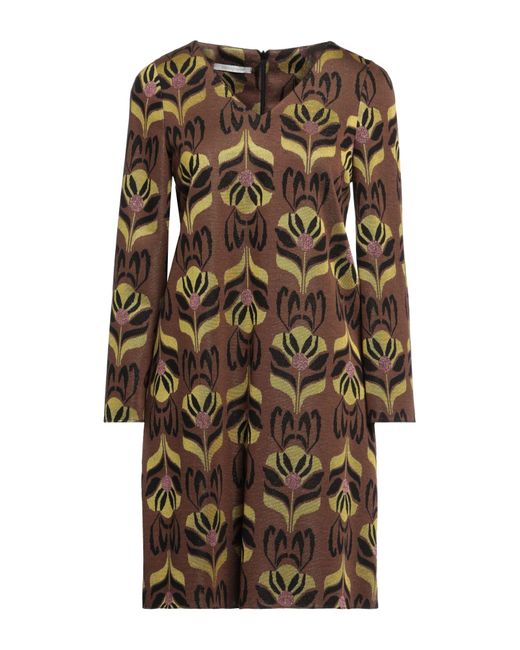 Biancoghiaccio Brown Mini Dress Viscose, Polyester, Polyamide, Metallic Fiber, Elastane