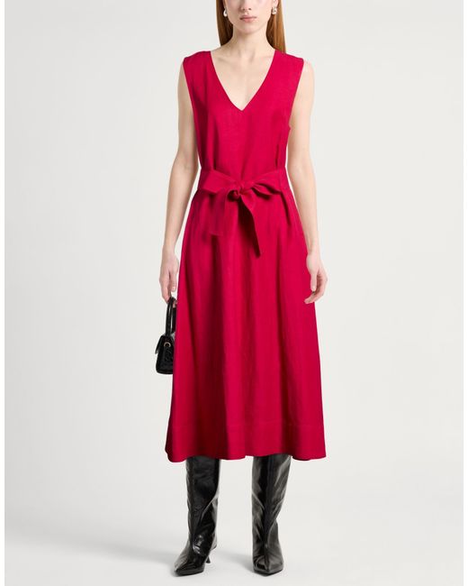 P.A.R.O.S.H. Red P.A.R.O..H. Midi Dress Viscose, Linen