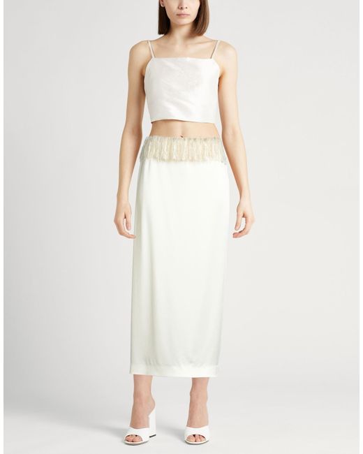Totême  White Ivory Midi Skirt Viscose, Acetate