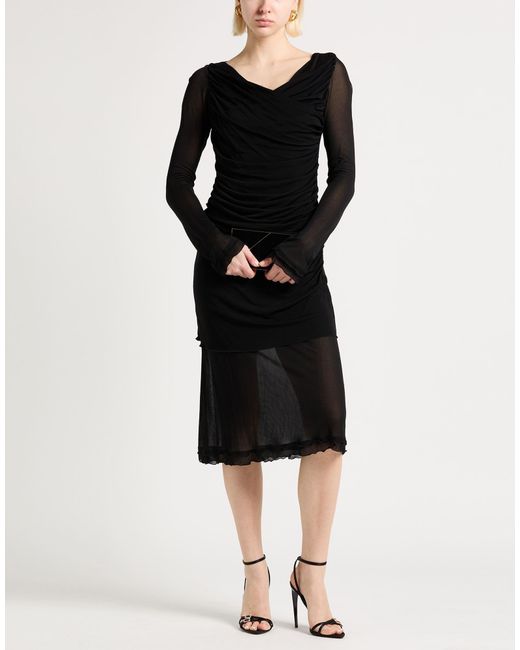 Ferragamo Black Midi Dress Viscose