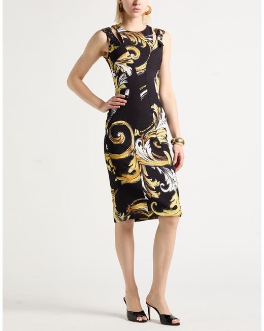 Versace Jeans Couture Black Midi Dress Polyester, Elastane