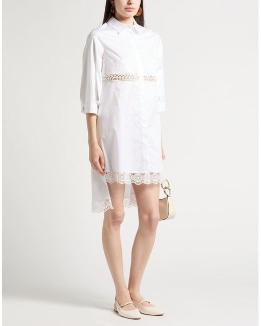 ALESSIA SANTI White Midi Dress Cotton, Elastane