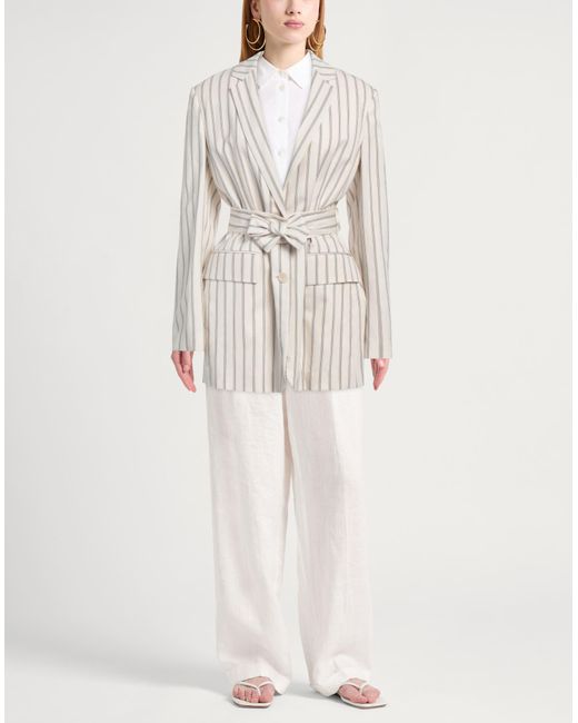 Dondup White Ivory Blazer Viscose, Polyamide