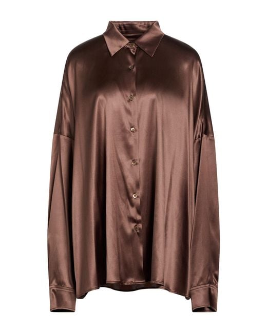 Dries Van Noten Brown Chocolate Shirt Silk, Elastane