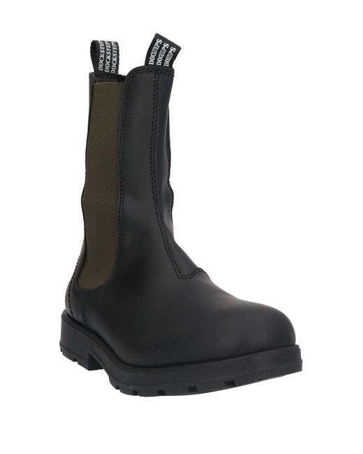 Docksteps Black Ankle Boots Soft Leather, Textile Fibers