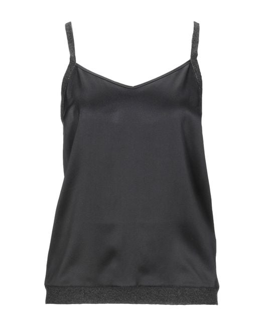Fabiana Filippi Black Top Silk, Elastane, Cashmere