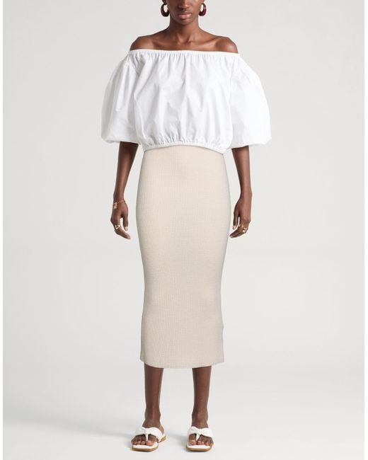 Motel White Ivory Midi Skirt Acrylic, Viscose, Wool, Alpaca Wool