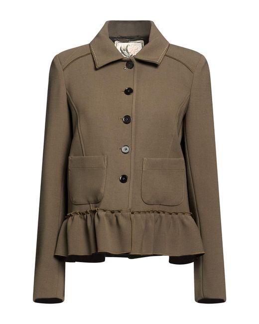 High Green Military Jacket Polyester, Virgin Wool, Elastane