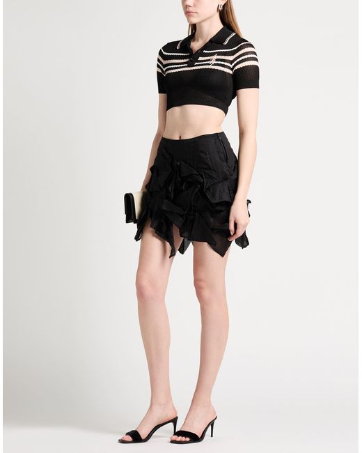 Yohji Yamamoto Black Mini Skirt Cotton, Linen, Ramie